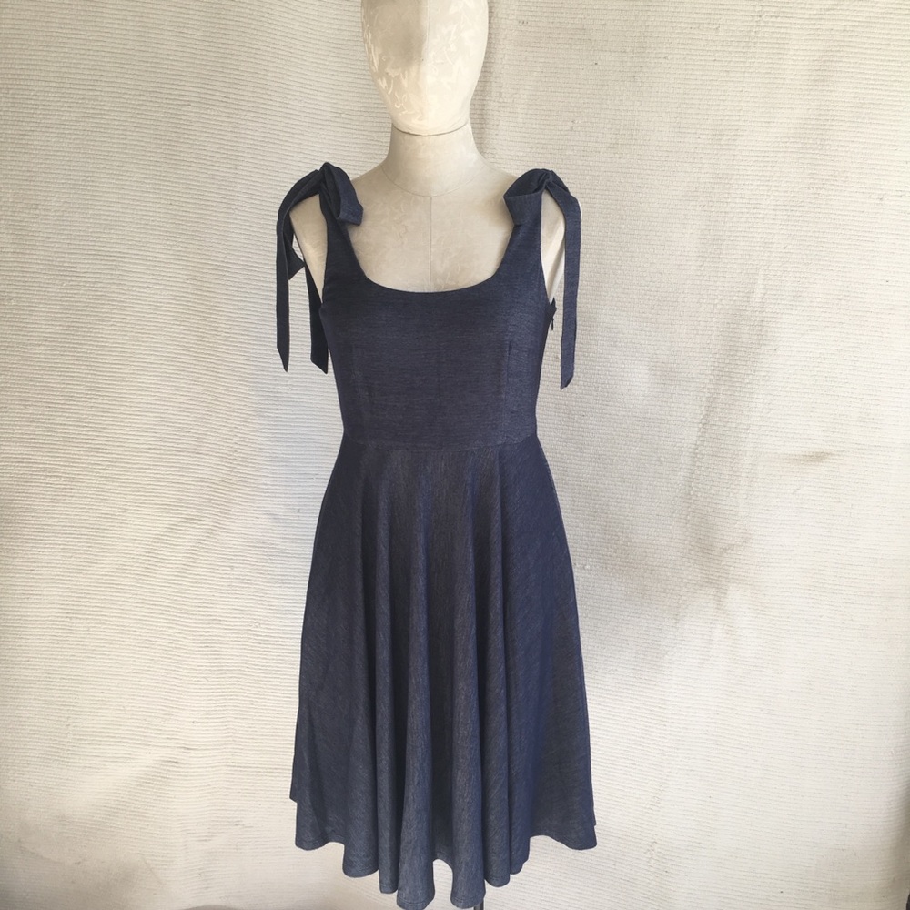 Anthro NWOT Bow Tie Dress Bouncy Fit & Flare - Picture 3 of 8